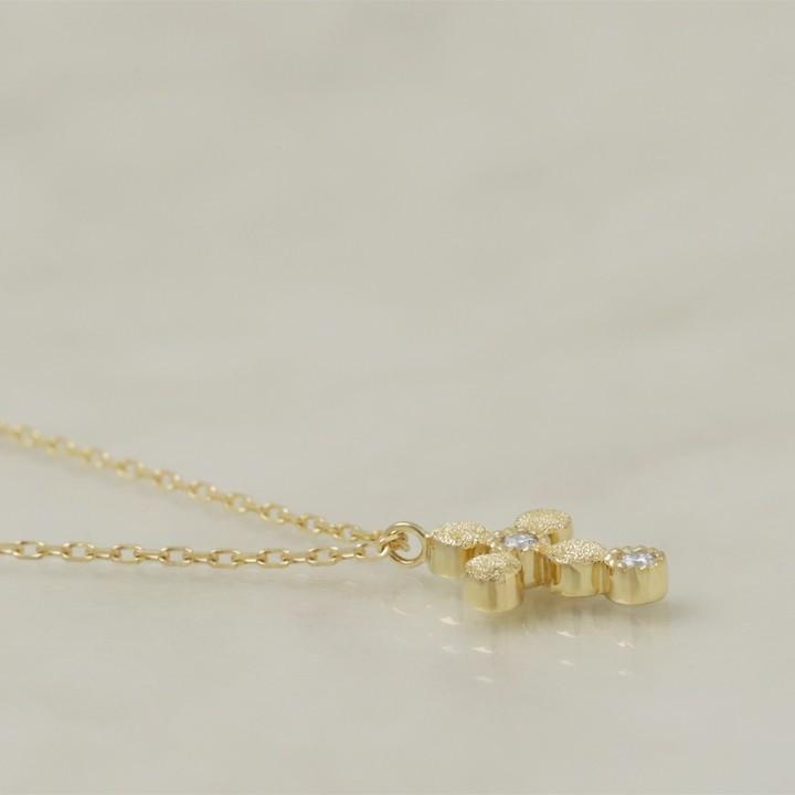 【土日限定4000円OFFクーポン有】  18金ネックレス k18 ネックレス 18金 レディース クロス クロスネックレス ダイヤモンド 18k あずきチェーン 小豆 | DEVAS | 03