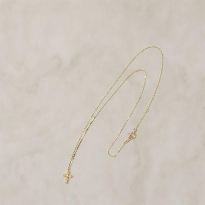 【土日限定4000円OFFクーポン有】  18金ネックレス k18 ネックレス 18金 レディース クロス クロスネックレス ダイヤモンド 18k あずきチェーン 小豆 | DEVAS | 05