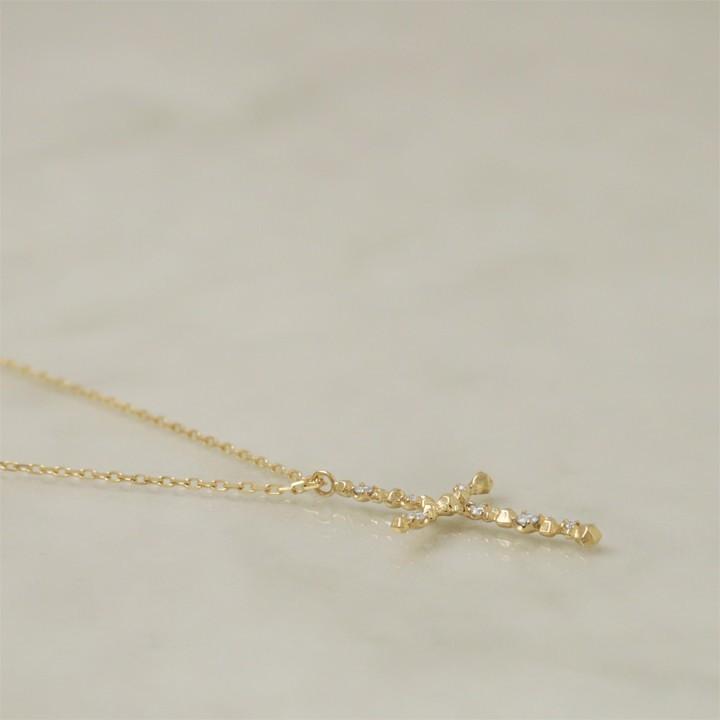 【土日限定3500円OFFクーポン有】 18金ネックレス k18 ネックレス 18金 レディース クロス クロスネックレス ダイヤモンド 18k あずきチェーン 小豆 | DEVAS | 03