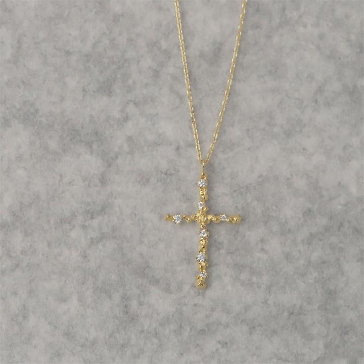 【土日限定3500円OFFクーポン有】 18金ネックレス k18 ネックレス 18金 レディース クロス クロスネックレス ダイヤモンド 18k あずきチェーン 小豆 | DEVAS | 05