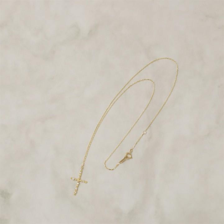 【土日限定3500円OFFクーポン有】 18金ネックレス k18 ネックレス 18金 レディース クロス クロスネックレス ダイヤモンド 18k あずきチェーン 小豆 | DEVAS | 06