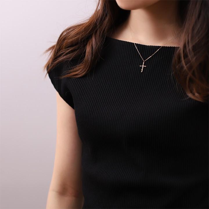 【土日限定3500円OFFクーポン有】 18金ネックレス k18 ネックレス 18金 レディース クロス クロスネックレス ダイヤモンド 18k あずきチェーン 小豆 | DEVAS | 08