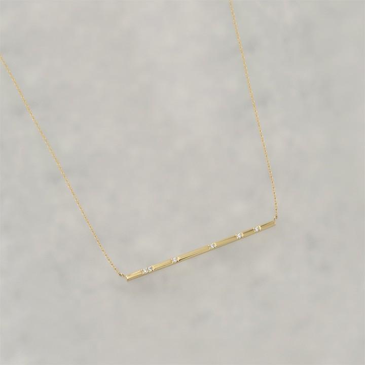 【土日限定8000円OFFクーポン有】 18金ネックレス k18 ネックレス 18金 レディース チョコバー ダイヤ 6石 k18ネックレス 18k あずきチェーン 小豆 | DEVAS | 01