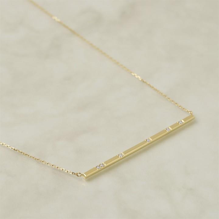 【土日限定8000円OFFクーポン有】 18金ネックレス k18 ネックレス 18金 レディース チョコバー ダイヤ 6石 k18ネックレス 18k あずきチェーン 小豆 | DEVAS | 03