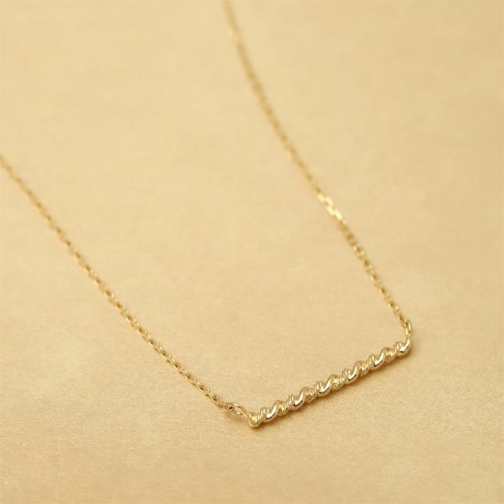 【土日限定2500円OFFクーポン有】  18金ネックレス k18 ネックレス 18金 レディース バー ツイスト スパイラル ストレート 18k あずきチェーン 小豆 | DEVAS | 01