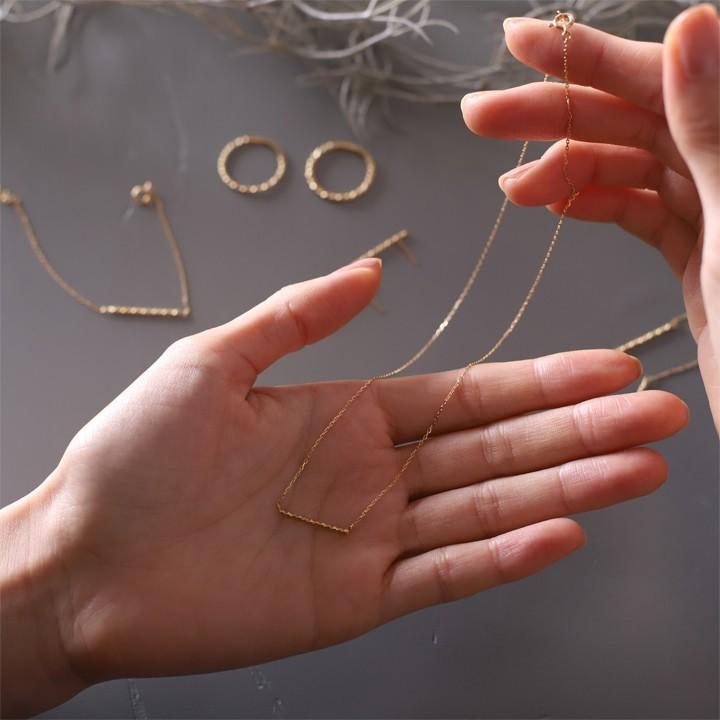 【土日限定2500円OFFクーポン有】  18金ネックレス k18 ネックレス 18金 レディース バー ツイスト スパイラル ストレート 18k あずきチェーン 小豆 | DEVAS | 08