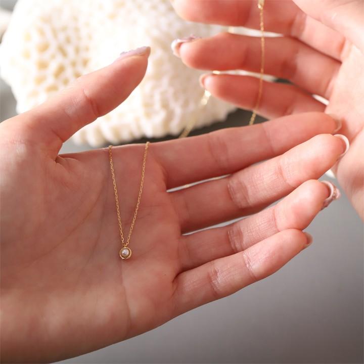 【土日限定2000円OFFクーポン有】 18金ネックレス k18 ネックレス 18金 レディース 本真珠 アコヤパール ベビーパール 一粒 パール 18k 小豆 | DEVAS | 15