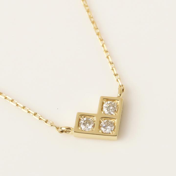 【土日限定5000円OFFクーポン有】 18金ネックレス k18 ネックレス 18金 レディース 3石 ダイヤモンド 四角 k18ネックレス 18k あずきチェーン 小豆 | DEVAS | 01