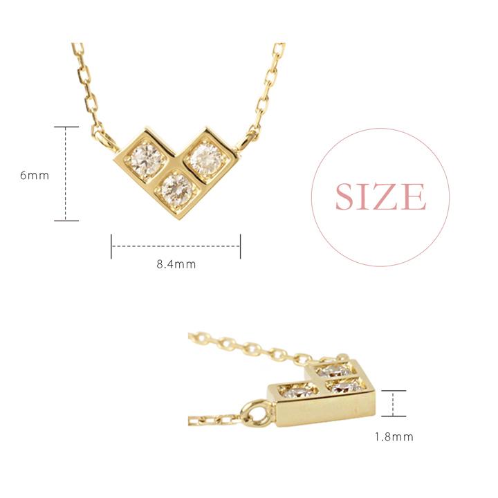 【土日限定5000円OFFクーポン有】 18金ネックレス k18 ネックレス 18金 レディース 3石 ダイヤモンド 四角 k18ネックレス 18k あずきチェーン 小豆 | DEVAS | 05