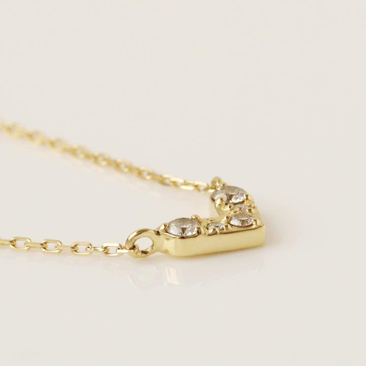 【2/4 値上げ対象】 18金ネックレス k18 ネックレス 18金 レディース ダイヤモンド 5石 V字 Vバー k18ネックレス 18k あずきチェーン 小豆 | DEVAS | 03
