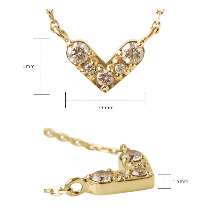 【2/4 値上げ対象】 18金ネックレス k18 ネックレス 18金 レディース ダイヤモンド 5石 V字 Vバー k18ネックレス 18k あずきチェーン 小豆 | DEVAS | 06