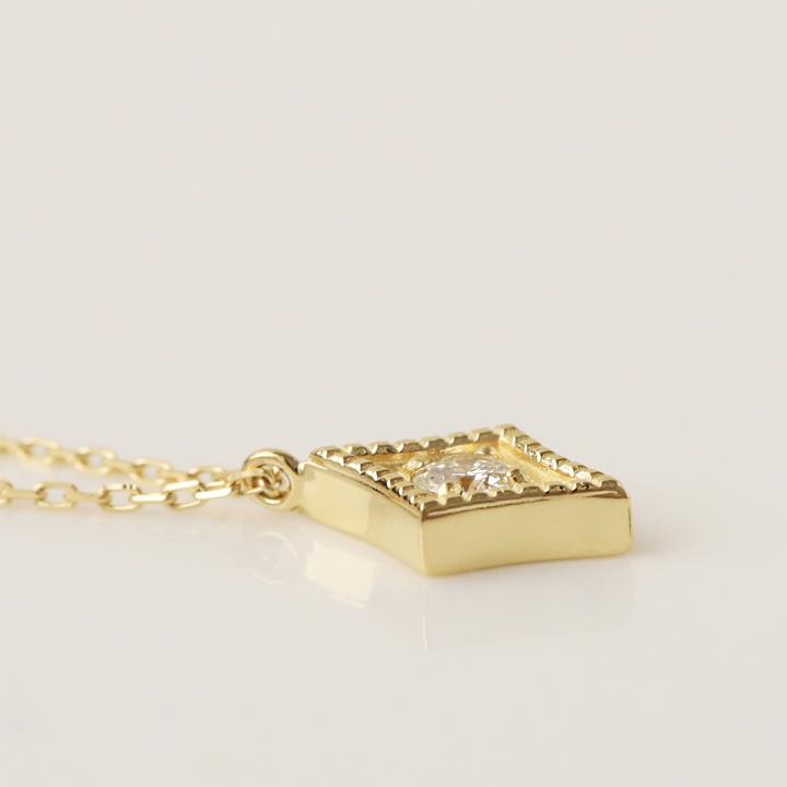 【美品】18金2連プチダイヤ入りネックレス ブリオレットダイヤの2粒ネックレス K18 1.038ct & 0.406ct