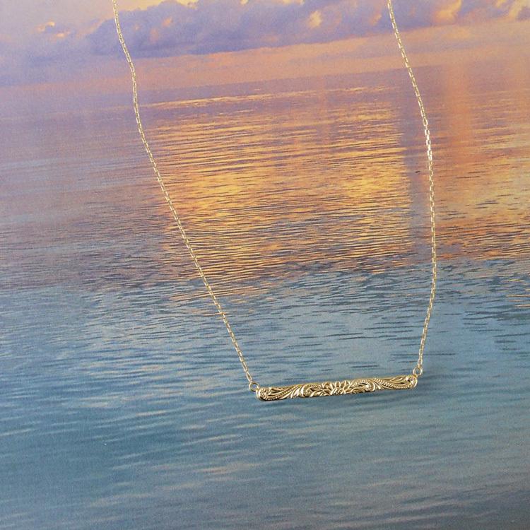 【土日限定3500円OFFクーポン有】 18金ネックレス k18 ネックレス 18金 レディース ハワイアンジュエリー バー ひまわり フラワー k18ネックレス 18k | DEVAS | 01