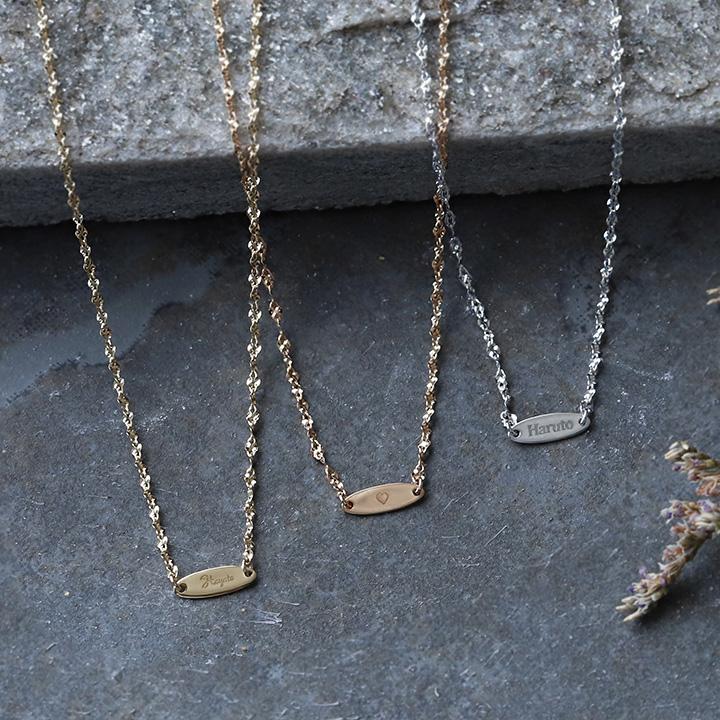 プラチナ ネックレス pt850 ネックレス ネームネックレス レディース 刻印 プレート ブルームチェーン プラチナ シンプル 38cm 40cm 45cm | DEVAS | 01