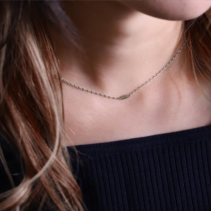 プラチナ ネックレス pt850 ネックレス ネームネックレス レディース 刻印 プレート ブルームチェーン プラチナ シンプル 38cm 40cm 45cm | DEVAS | 02