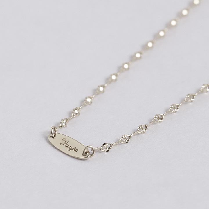 プラチナ ネックレス pt850 ネックレス ネームネックレス レディース 刻印 プレート ブルームチェーン プラチナ シンプル 38cm 40cm 45cm | DEVAS | 03