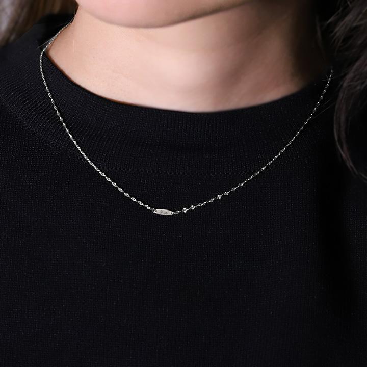 プラチナ ネックレス pt850 ネックレス ネームネックレス レディース 刻印 プレート ブルームチェーン プラチナ シンプル 38cm 40cm 45cm | DEVAS | 08