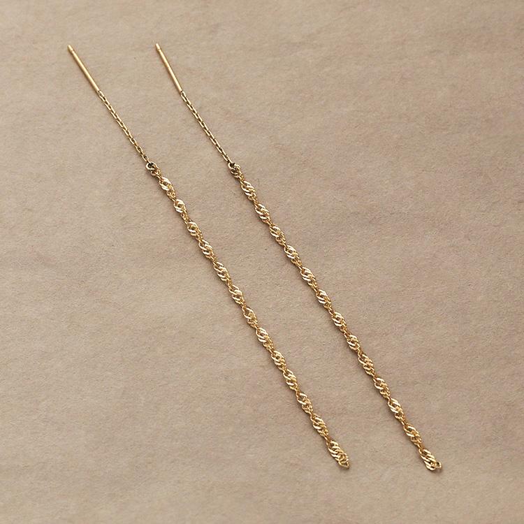 18金 ピアス k18 揺れる アメリカンピアス 18k スクリューチェーン 18金ピアス シンプル k18ピアス レディース ピアス18金 地金 ゴールド 18kピアス 両耳 セット | DEVAS | 01