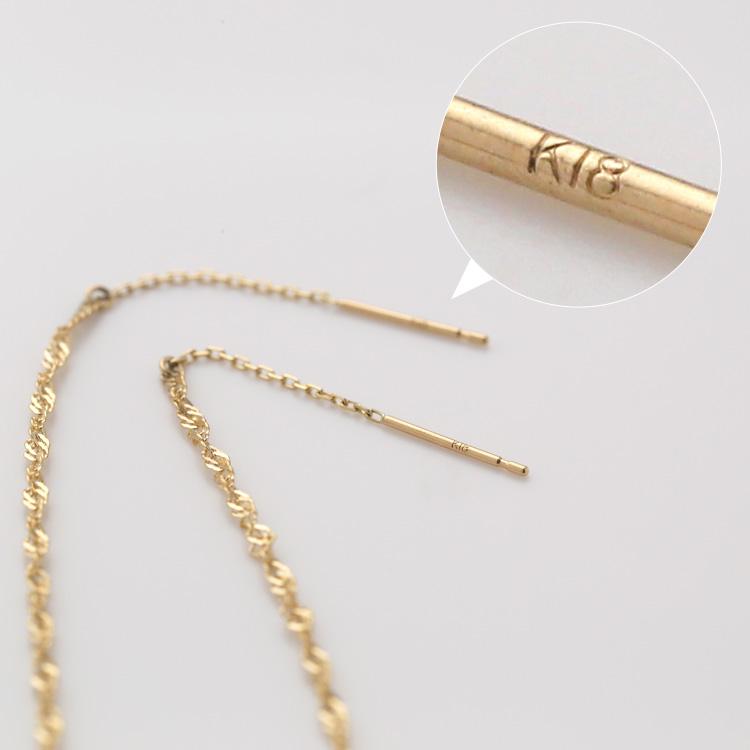 18金 ピアス k18 揺れる アメリカンピアス 18k スクリューチェーン 18金ピアス シンプル k18ピアス レディース ピアス18金 地金 ゴールド 18kピアス 両耳 セット | DEVAS | 05