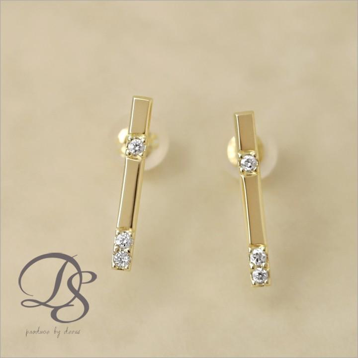 【土日限定4000円OFFクーポン有】  18金 ピアス k18 18金ピアス 18k チョコバー (ショート) ダイヤ k18ピアス レディース ピアス18金 18kピアス 両耳 | DEVAS