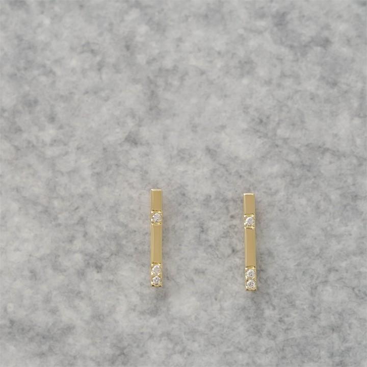 【土日限定4000円OFFクーポン有】  18金 ピアス k18 18金ピアス 18k チョコバー (ショート) ダイヤ k18ピアス レディース ピアス18金 18kピアス 両耳 | DEVAS | 01