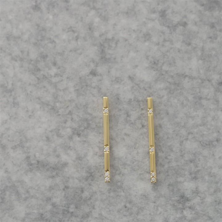 【土日限定5000円OFFクーポン有】 18金 ピアス k18 18金ピアス 18k チョコバー (ロング) ダイヤモンド k18ピアス レディース ピアス18金 両耳 セット | DEVAS | 01