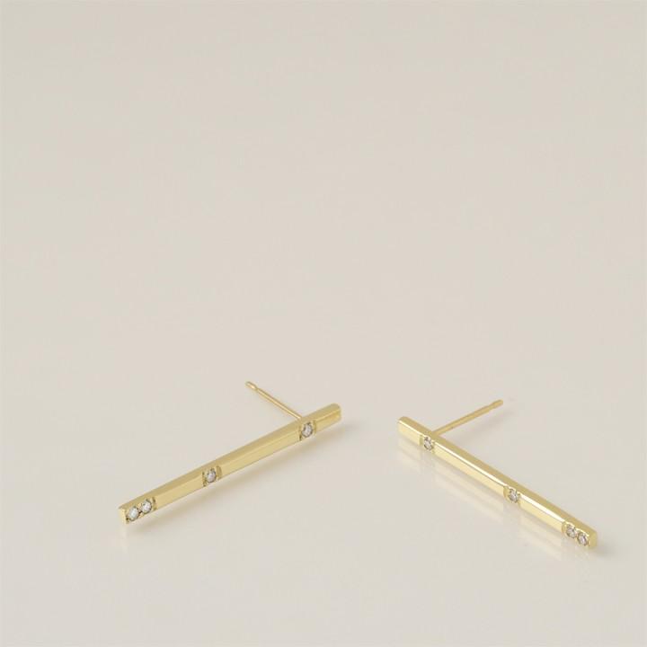 【土日限定5000円OFFクーポン有】 18金 ピアス k18 18金ピアス 18k チョコバー (ロング) ダイヤモンド k18ピアス レディース ピアス18金 両耳 セット | DEVAS | 05