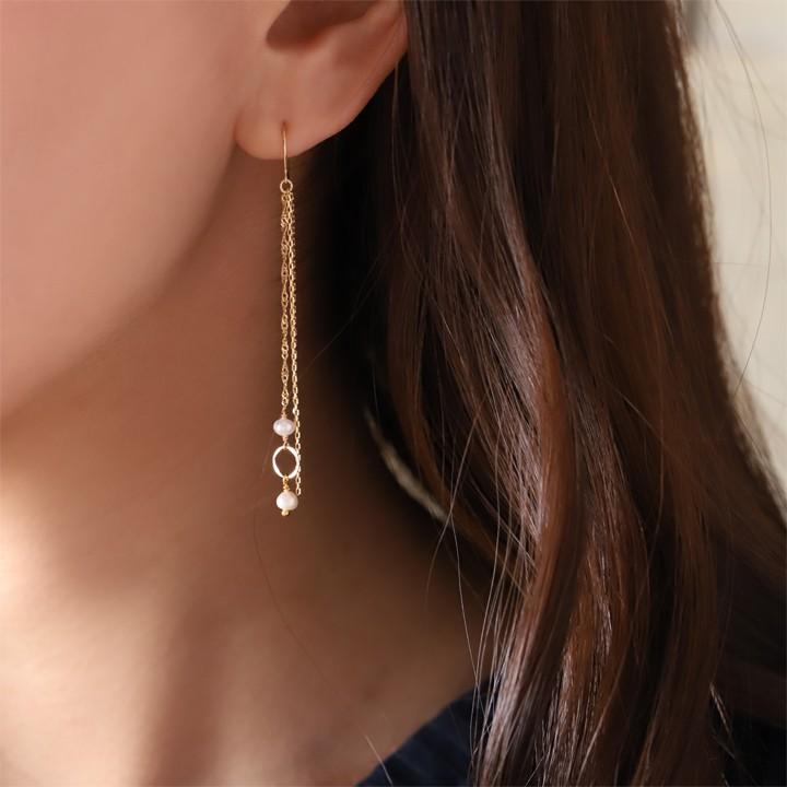 18金 ピアス k18 18金ピアス 18k  フックピアス 天然石 淡水パール シンプル k18ピアス レディース ピアス18金 18 金 華奢 地金 ゴールド 18kピアス 両耳 | DEVAS | 06