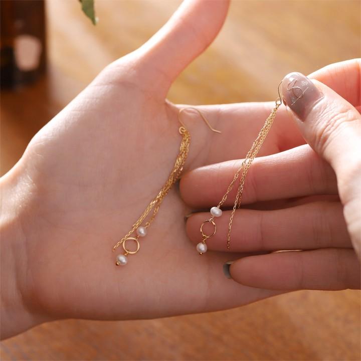 18金 ピアス k18 18金ピアス 18k  フックピアス 天然石 淡水パール シンプル k18ピアス レディース ピアス18金 18 金 華奢 地金 ゴールド 18kピアス 両耳 | DEVAS | 07