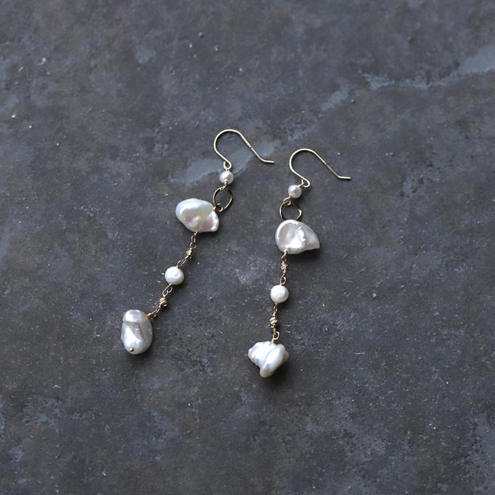 18金 ピアス k18 18金ピアス 18k フックピアス パール 淡水パール ストーン シンプル k18ピアス レディース ピアス18金 地金 ゴールド 18kピアス 両耳 | DEVAS | 01