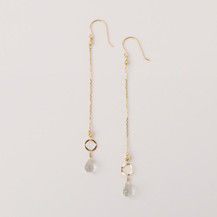 18金 ピアス k18 18金ピアス 18k フックピアス 天然石  グリーンクオーツ シンプル k18ピアス レディース ピアス18金 18 金 華奢 地金 ゴールド 18kピアス 両耳 | DEVAS | 04