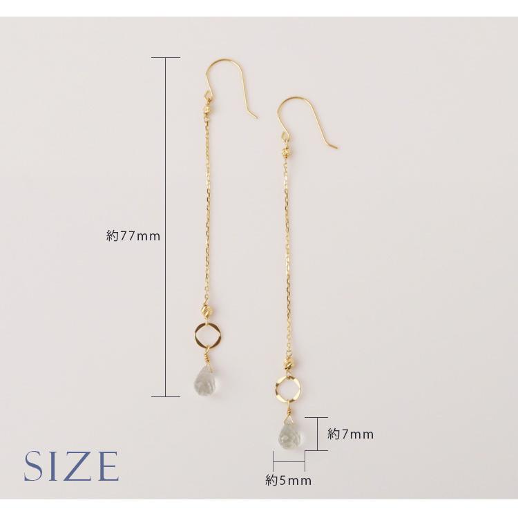 18金 ピアス k18 18金ピアス 18k フックピアス 天然石  グリーンクオーツ シンプル k18ピアス レディース ピアス18金 18 金 華奢 地金 ゴールド 18kピアス 両耳 | DEVAS | 06