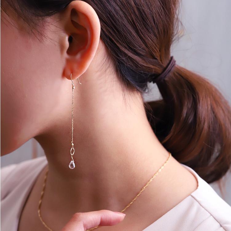 18金 ピアス k18 18金ピアス 18k フックピアス 天然石  グリーンクオーツ シンプル k18ピアス レディース ピアス18金 18 金 華奢 地金 ゴールド 18kピアス 両耳 | DEVAS | 07
