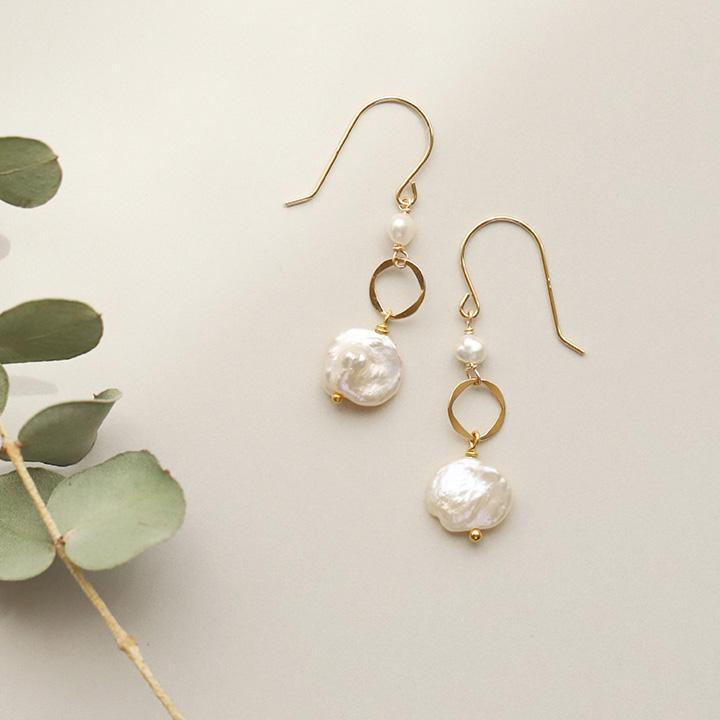 最終価格！ 天然パール　K18 ダイヤ　ピアス K18 5Diamond Swing Stud Earrings FIDO -フィド- | Ops.(オプス