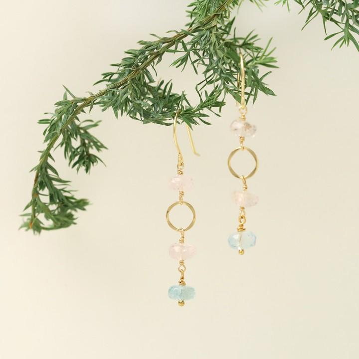 18金 ピアス k18 18金ピアス 18k フックピアス 天然石 モルガナイト アクアマリン k18ピアス ピアス18金 両耳 | DEVAS | 03