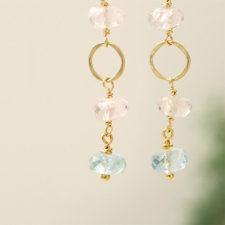 18金 ピアス k18 18金ピアス 18k フックピアス 天然石 モルガナイト アクアマリン k18ピアス ピアス18金 両耳 | DEVAS | 04