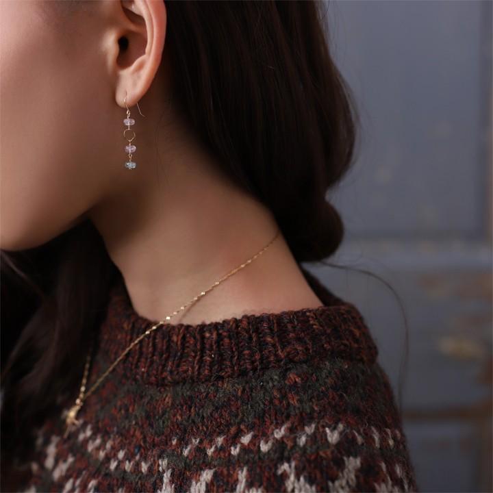 18金 ピアス k18 18金ピアス 18k フックピアス 天然石 モルガナイト アクアマリン k18ピアス ピアス18金 両耳 | DEVAS | 05