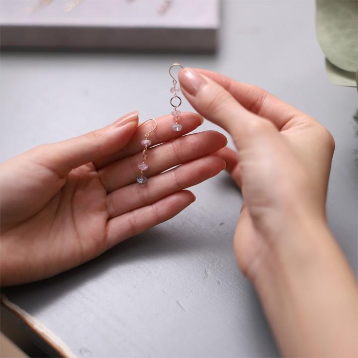 18金 ピアス k18 18金ピアス 18k フックピアス 天然石 モルガナイト アクアマリン k18ピアス ピアス18金 両耳 | DEVAS | 06