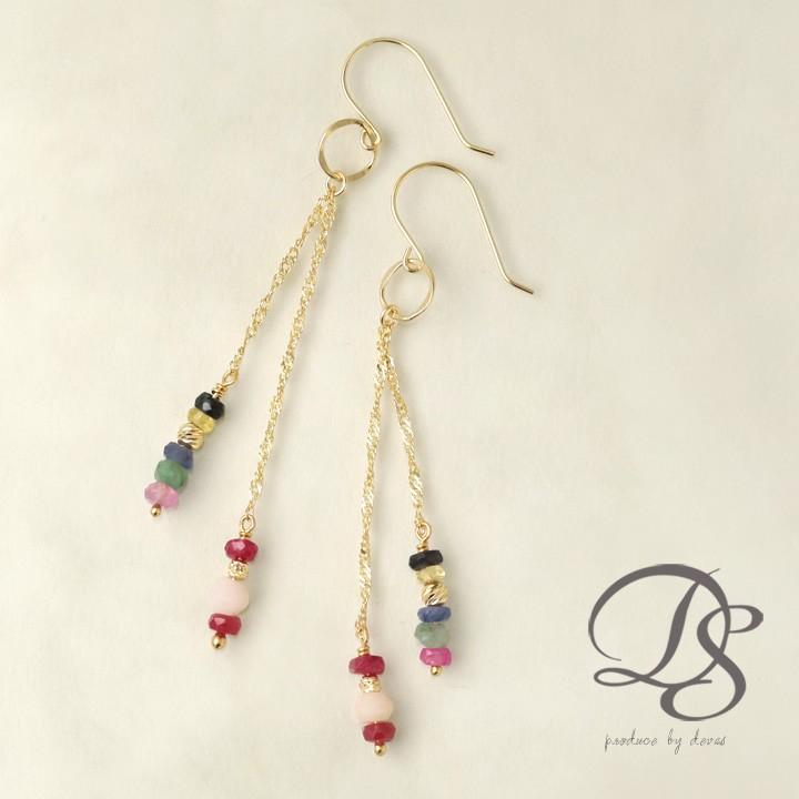 18金 ピアス k18 18金ピアス 18k フックピアス 天然石 ルビー エメラルド サファイア シンプル k18ピアス レディース ピアス18金 地金 ゴールド 18kピアス 両耳 | DEVAS