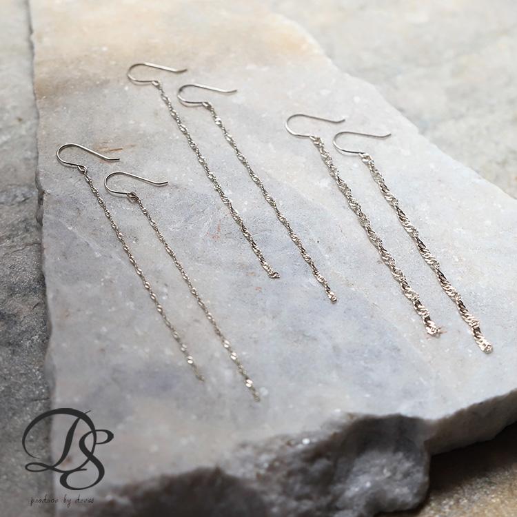 プラチナピアス ピアス プラチナ レディース スクリューチェーン フックピアス フック チェーンピアス Pt850 ピアスプラチナ PT シンプル 地金  両耳 セット | DEVAS