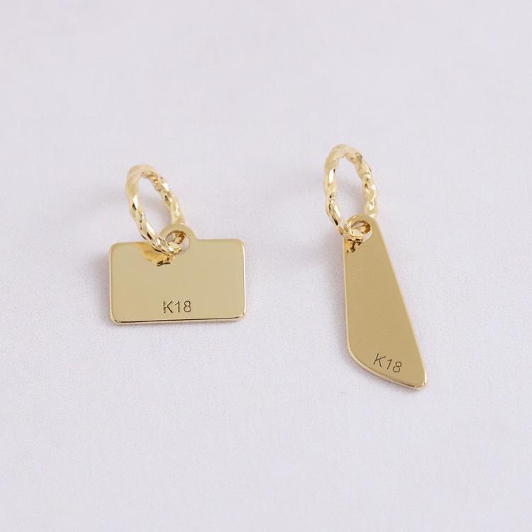 ペンダントトップ 18金 刻印 名入れ プレートチャーム 18k ネックレス