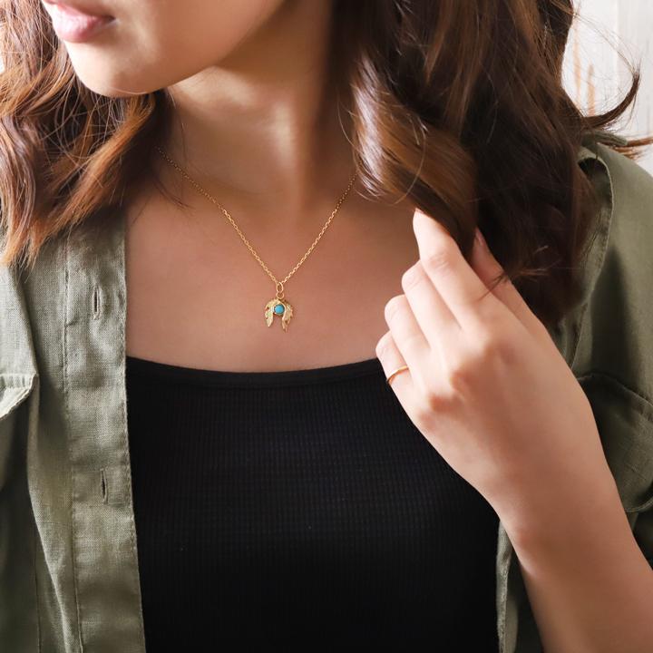 【土日限定2500円OFFクーポン有】 ペンダントトップ 18金 k18 18金ネックレス ペンダント フェザー 羽 ターコイズ オニキス 18k 18金ペンダントトップ | DEVAS | 11