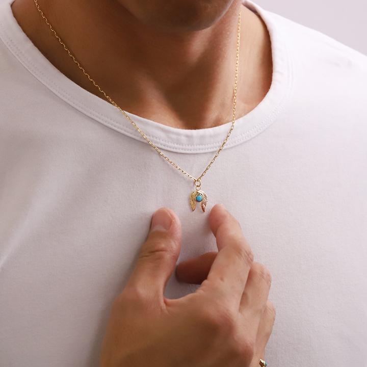 【土日限定2500円OFFクーポン有】 ペンダントトップ 18金 k18 18金ネックレス ペンダント フェザー 羽 ターコイズ オニキス 18k 18金ペンダントトップ | DEVAS | 05