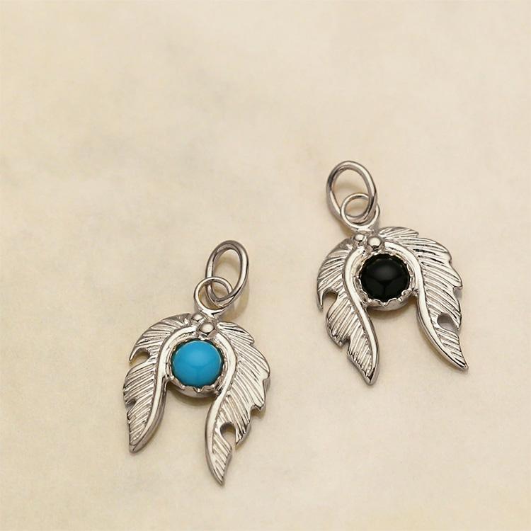 プラチナ ペンダントトップ Pt950 ネックレス ペンダント フェザー 羽 ターコイズ オニキス プラチナペンダントトップ | DEVAS | 02