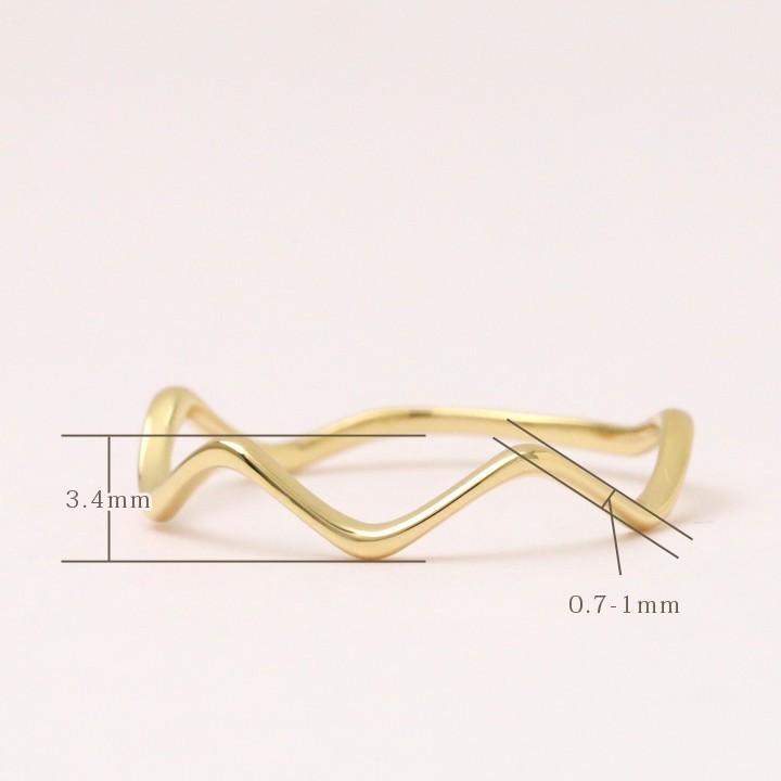 DEVAS 18金 リング k18 ピンキーリング k18リング ウェーブ 18k