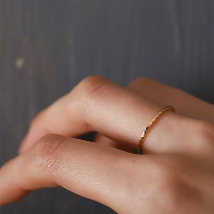18金 リング k18 ピンキーリング k18リング ロンバス ひし形 18k 指輪 レディース 18金指輪 18金リング シンプル 極細 | DEVAS | 11