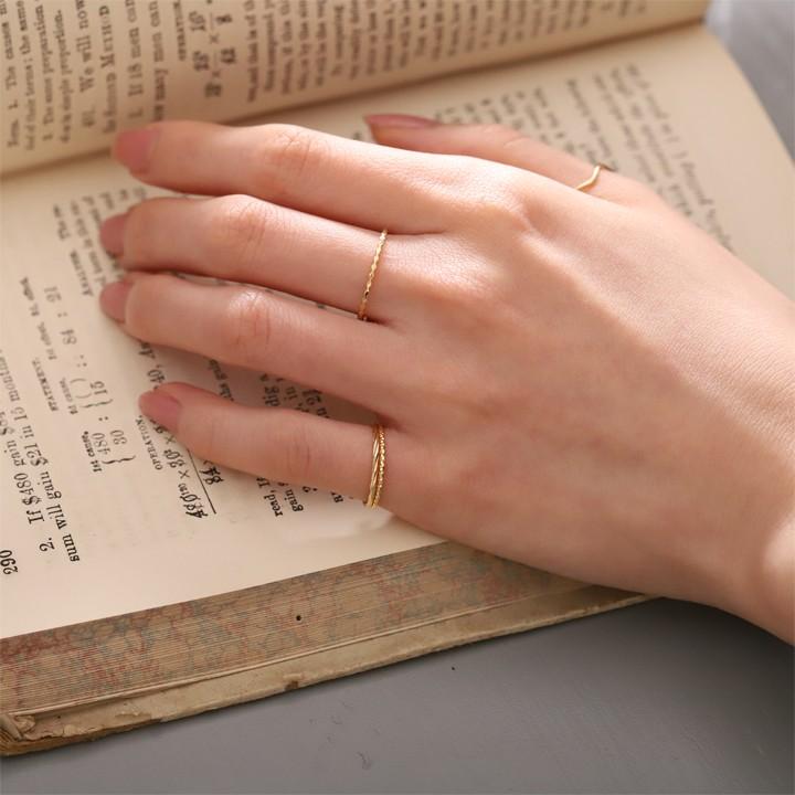 18金 リング k18 ピンキーリング k18リング ロンバス ひし形 18k 指輪 レディース 18金指輪 18金リング シンプル 極細 | DEVAS | 14