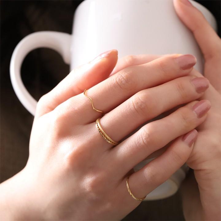 18金 リング k18 ピンキーリング k18リング ロンバス ひし形 18k 指輪 レディース 18金指輪 18金リング シンプル 極細 | DEVAS | 15