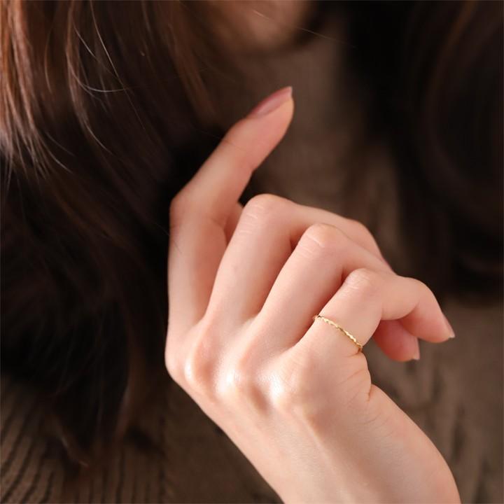 18金 リング k18 ピンキーリング k18リング ロンバス ひし形 18k 指輪 レディース 18金指輪 18金リング シンプル 極細 | DEVAS | 08