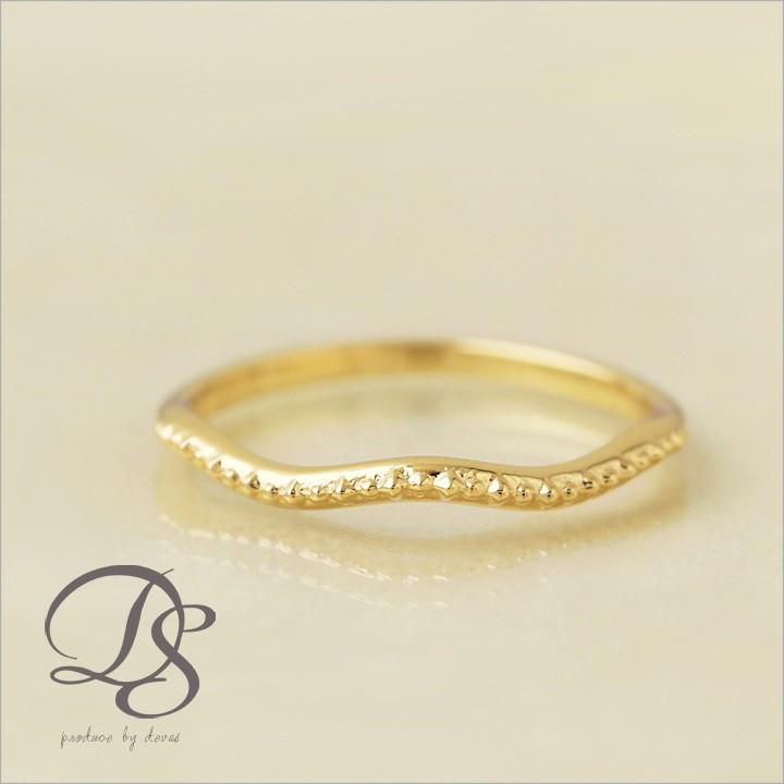 【土日限定2500円OFFクーポン有】  18金 リング k18 ピンキーリング k18リング ミル打ち ウェーブ 18k 指輪 レディース 18金指輪 18金リング ピンキー | DEVAS